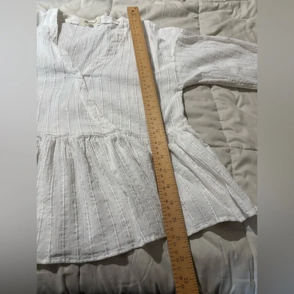 Madewell bubble sleeve peplum top metallic thread stripe size XS - Picture 12 of 14